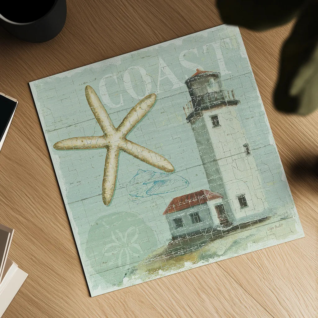 Beach House II by Lisa Audit. Shown as a detailed flat fine art print, highlighting archival giclee quality. Available as an archival giclee rolled canvas, fine art paper, or poster print. SKU 14824a.