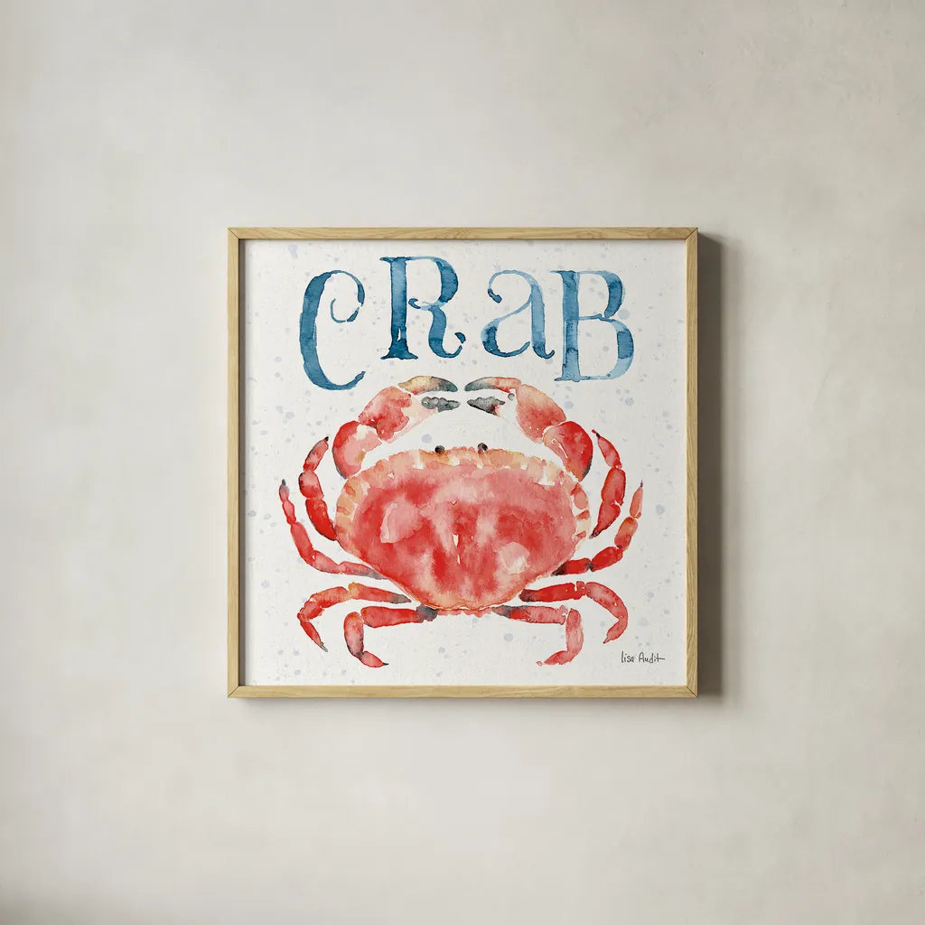 Beach House Kitchen III by Lisa Audit. Shown in a natural wood glass frame for a timeless modern aesthetic. Available as an archival giclee rolled canvas, fine art paper, or poster print. SKU 20761a.