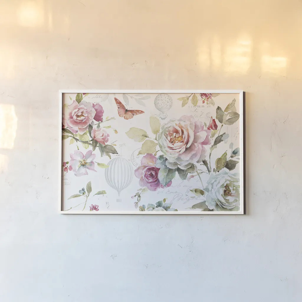 Beautiful Romance I by Lisa Audit. shown as a paper print in a white frame. Available as a archival giclee rolled canvas, fine art paper, or poster print. SKU 31017i.