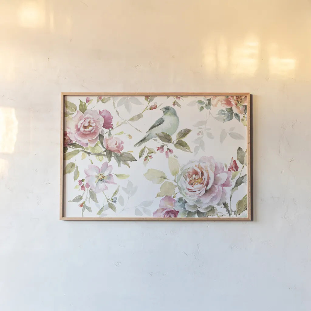 Beautiful Romance III by Lisa Audit. shown as a paper print in a natural frame. Available as a archival giclee rolled canvas, fine art paper, or poster print. SKU 31019i.