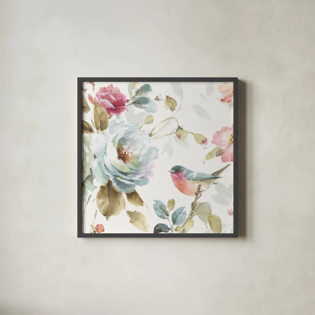 Beautiful Romance IV Crop by Lisa Audit. Shown in a sleek black glass frame for a contemporary gallery look. Available as an archival giclee rolled canvas, fine art paper, or poster print. SKU 31020a.