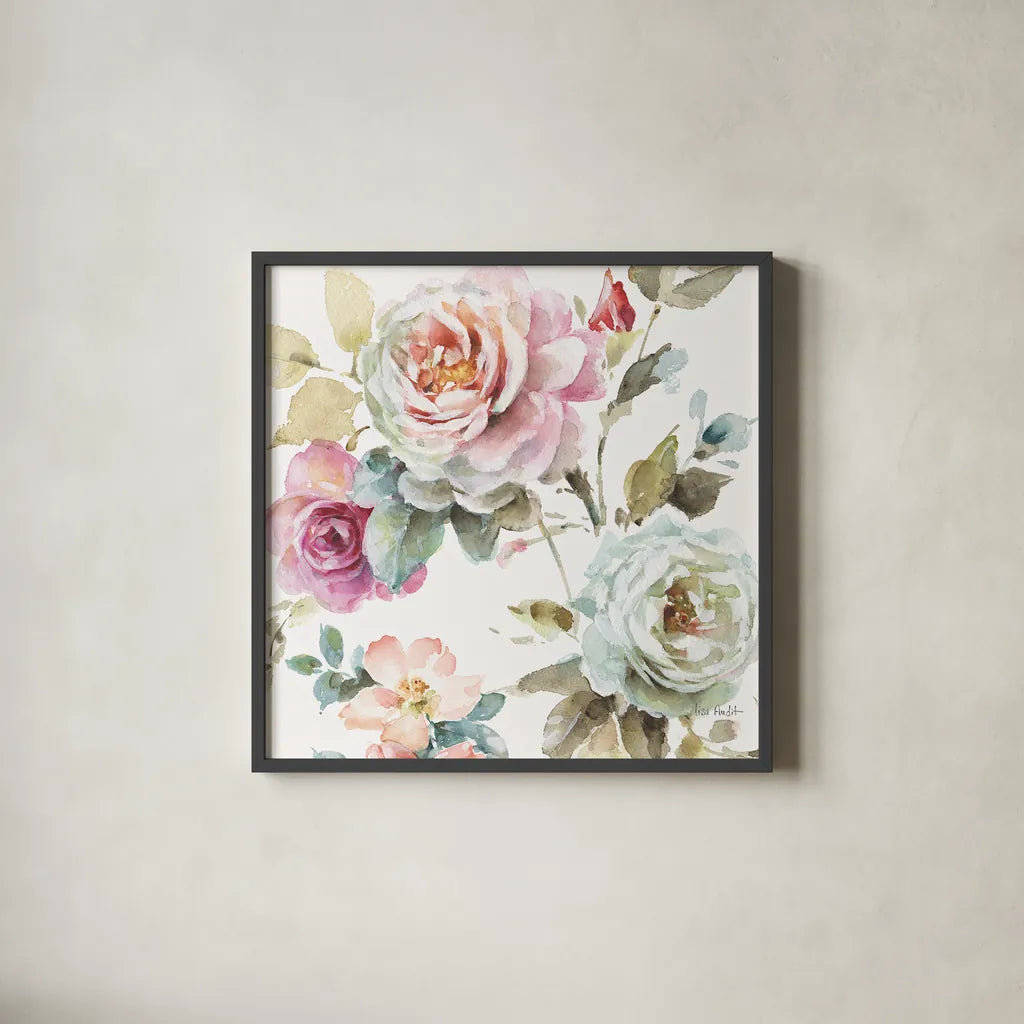 Beautiful Romance V by Lisa Audit. Shown in a sleek black glass frame for a contemporary gallery look. Available as an archival giclee rolled canvas, fine art paper, or poster print. SKU 31021a.