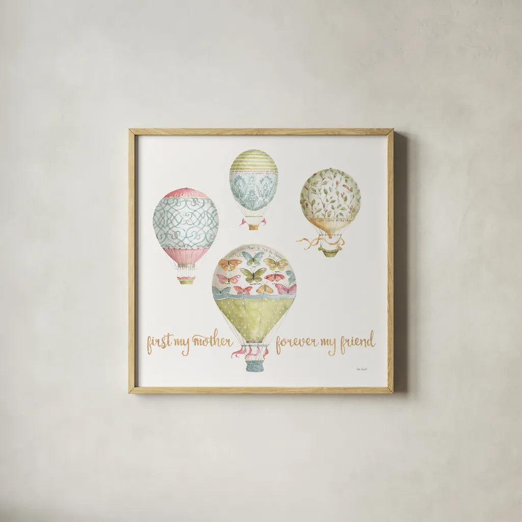 Beautiful Romance XXI Mother by Lisa Audit. Shown in a natural wood glass frame for a timeless modern aesthetic. Available as an archival giclee rolled canvas, fine art paper, or poster print. SKU 41684a.