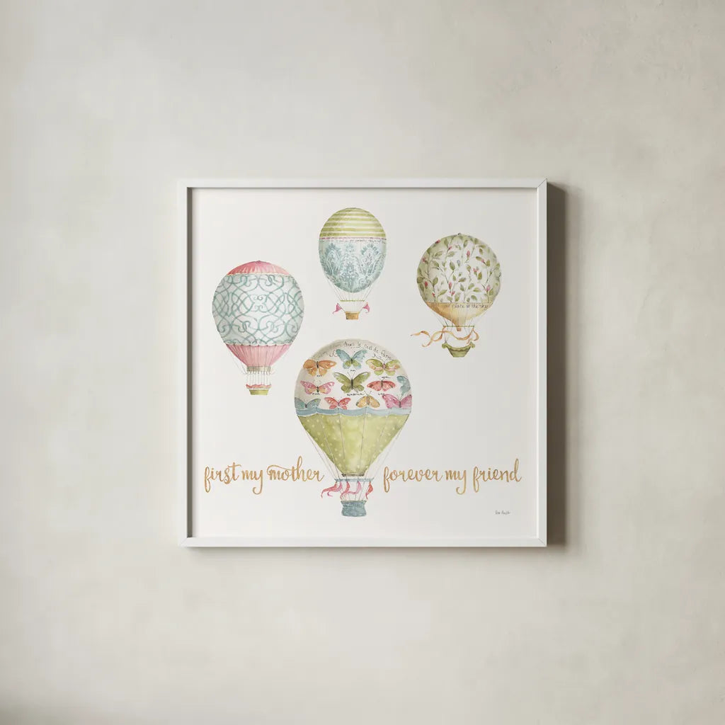 Beautiful Romance XXI Mother by Lisa Audit. Shown in a crisp white glass frame for a clean and minimalist style. Available as an archival giclee rolled canvas, fine art paper, or poster print. SKU 41684a.