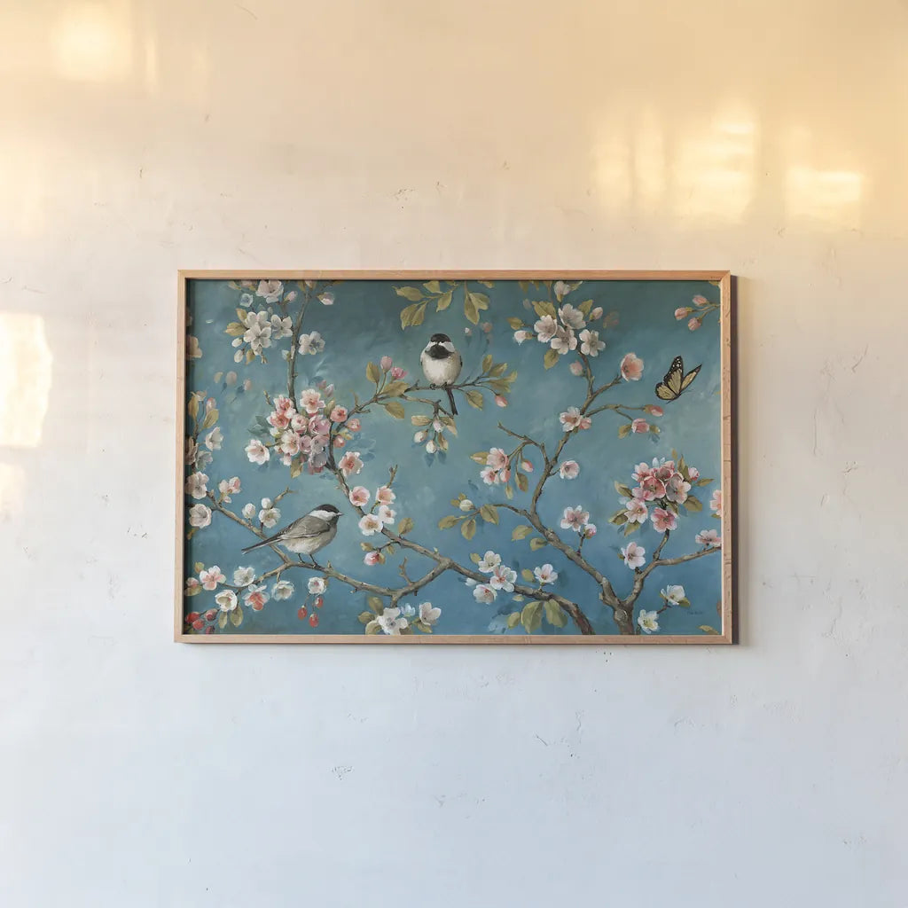 Blossom I by Lisa Audit. shown as a paper print in a natural frame. Available as a archival giclee rolled canvas, fine art paper, or poster print. SKU 12920i.