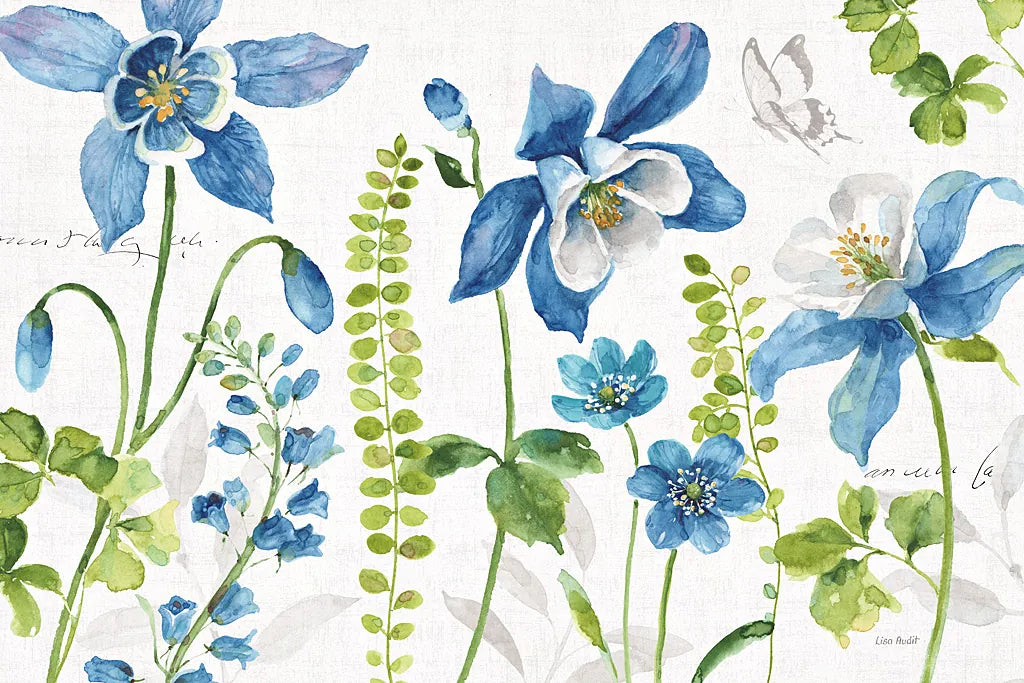 Blue and Green Garden I by Lisa Audit. SKU 34775i. Archival Giclee Fine art print for wall decor.