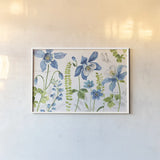 Blue and Green Garden I by Lisa Audit. shown as a paper print in a white frame. Available as a archival giclee rolled canvas, fine art paper, or poster print. SKU 34775i.