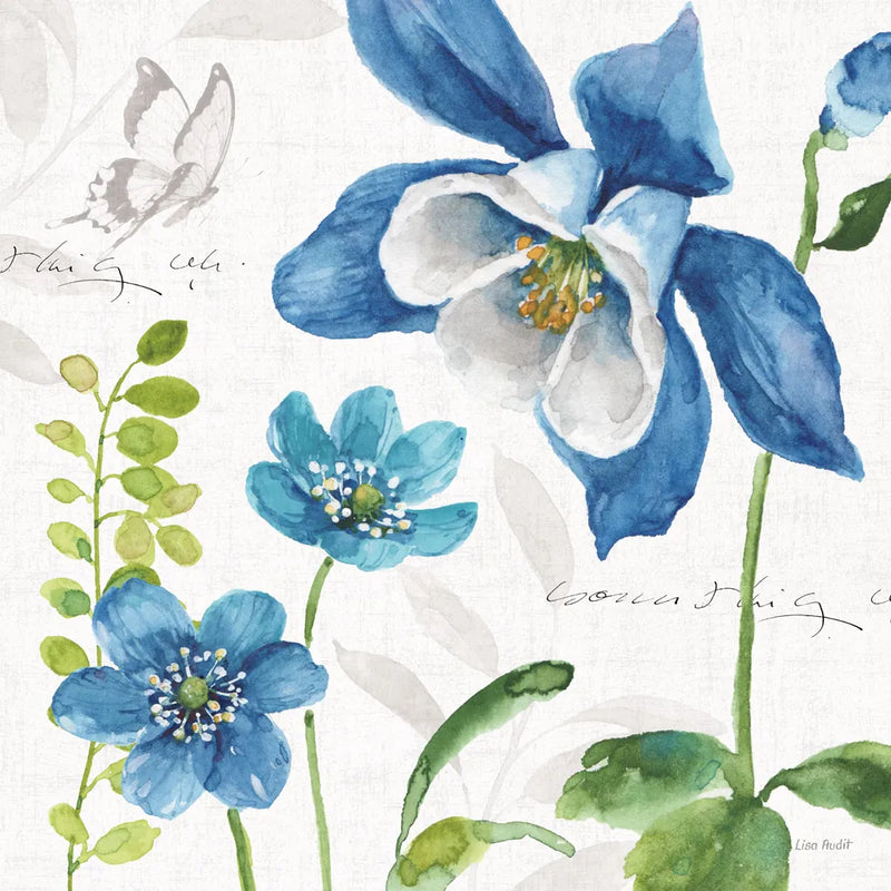 Blue and Green Garden III by Lisa Audit. SKU 34777a. Archival Giclee Fine art print for wall decor.