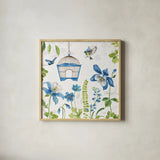 Blue and Green Garden IV by Lisa Audit. Shown in a natural wood glass frame for a timeless modern aesthetic. Available as an archival giclee rolled canvas, fine art paper, or poster print. SKU 34778a.