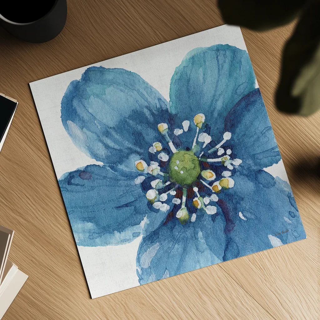 Blue and Green Garden V by Lisa Audit. Shown as a detailed flat fine art print, highlighting archival giclee quality. Available as an archival giclee rolled canvas, fine art paper, or poster print. SKU 34784a.