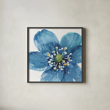 Blue and Green Garden V by Lisa Audit. Shown in a sleek black glass frame for a contemporary gallery look. Available as an archival giclee rolled canvas, fine art paper, or poster print. SKU 34784a.