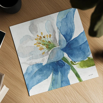 Blue and Green Garden VI by Lisa Audit. Shown as a detailed flat fine art print, highlighting archival giclee quality. Available as an archival giclee rolled canvas, fine art paper, or poster print. SKU 34789a.