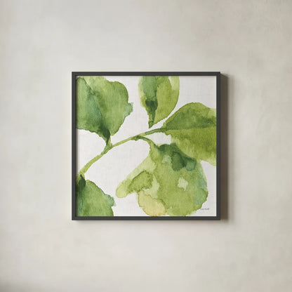 Blue and Green Garden VII by Lisa Audit. Shown in a sleek black glass frame for a contemporary gallery look. Available as an archival giclee rolled canvas, fine art paper, or poster print. SKU 34785a.