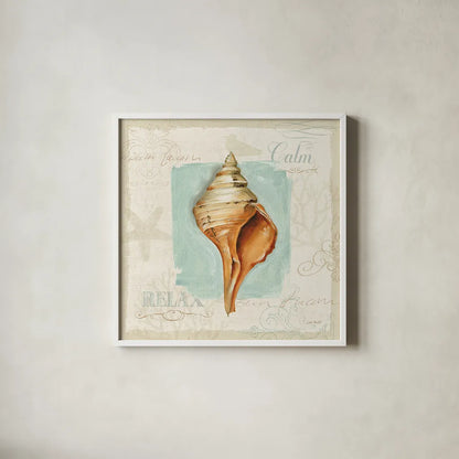 Coastal Jewels I by Lisa Audit. Shown in a crisp white glass frame for a clean and minimalist style. Available as an archival giclee rolled canvas, fine art paper, or poster print. SKU 15230a.