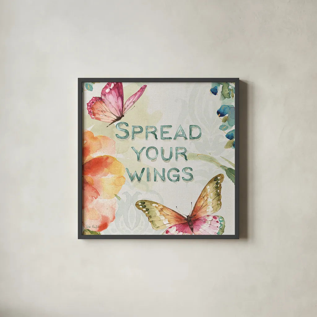 Colorful Breeze II by Lisa Audit. Shown in a sleek black glass frame for a contemporary gallery look. Available as an archival giclee rolled canvas, fine art paper, or poster print. SKU 24151a.