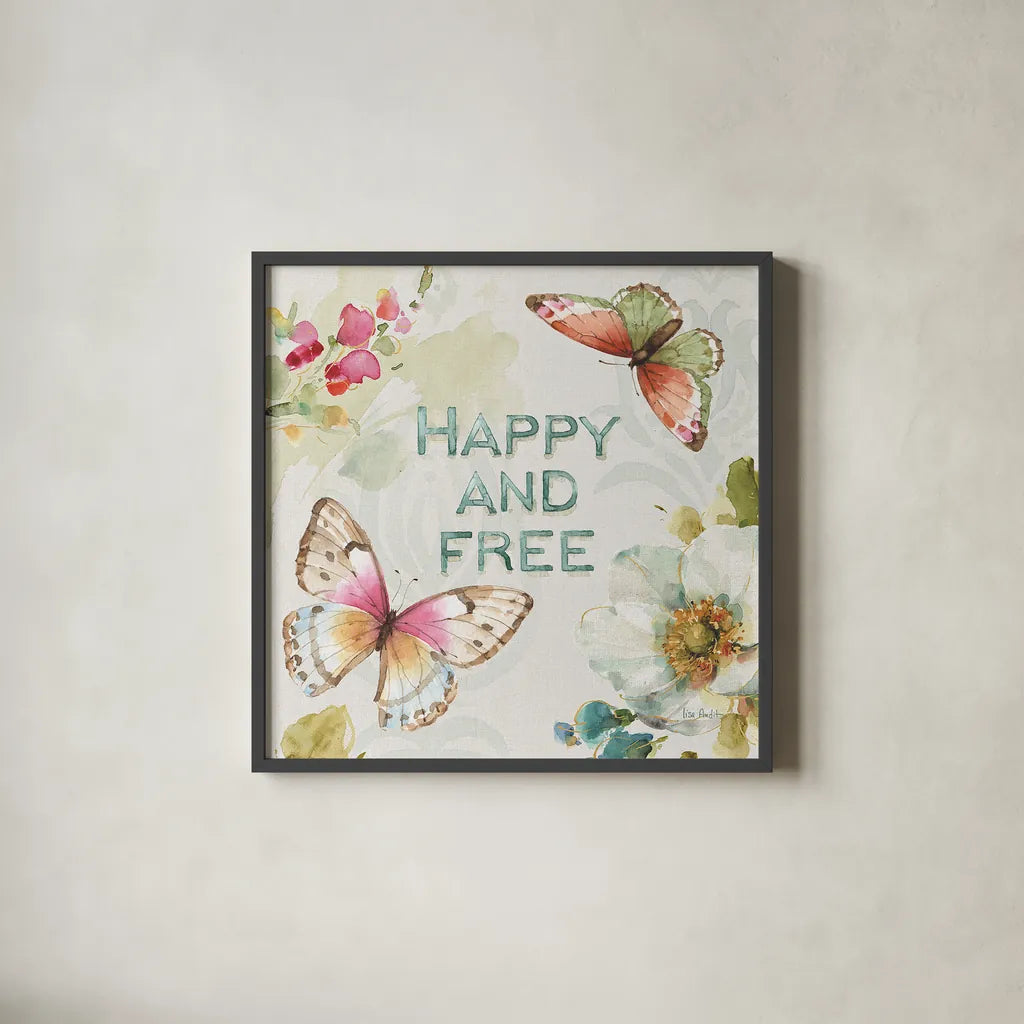 Colorful Breeze III by Lisa Audit. Shown in a sleek black glass frame for a contemporary gallery look. Available as an archival giclee rolled canvas, fine art paper, or poster print. SKU 24152a.