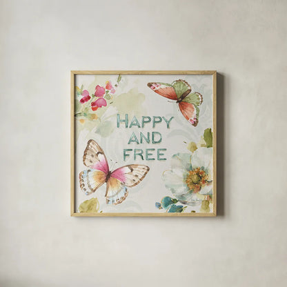 Colorful Breeze III by Lisa Audit. Shown in a natural wood glass frame for a timeless modern aesthetic. Available as an archival giclee rolled canvas, fine art paper, or poster print. SKU 24152a.