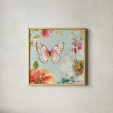 Colorful Breeze V by Lisa Audit. Shown in a natural wood glass frame for a timeless modern aesthetic. Available as an archival giclee rolled canvas, fine art paper, or poster print. SKU 24154a.