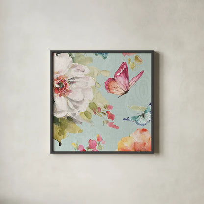 Colorful Breeze VI Crop by Lisa Audit. Shown in a sleek black glass frame for a contemporary gallery look. Available as an archival giclee rolled canvas, fine art paper, or poster print. SKU 24155a.