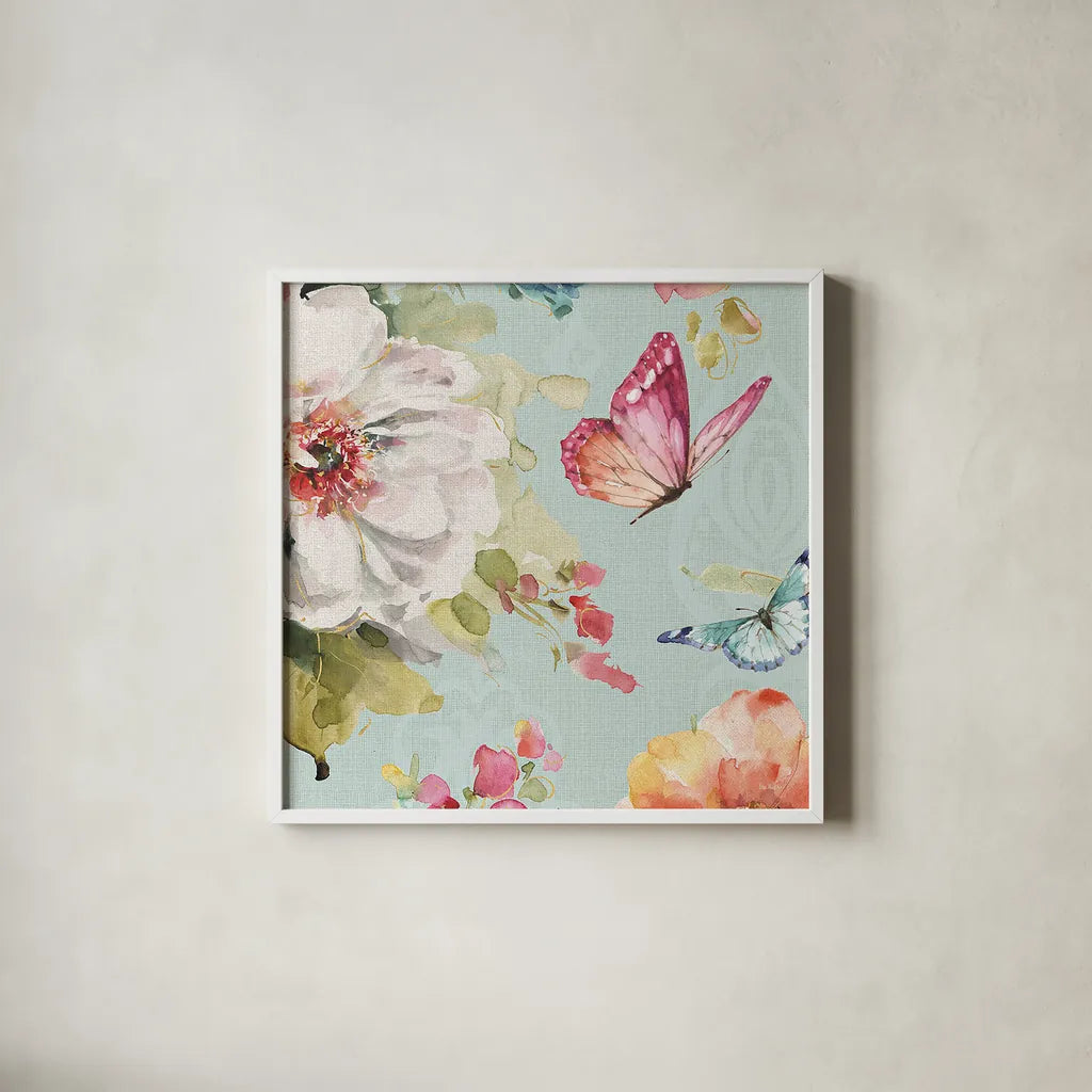 Colorful Breeze VI Crop by Lisa Audit. Shown in a crisp white glass frame for a clean and minimalist style. Available as an archival giclee rolled canvas, fine art paper, or poster print. SKU 24155a.