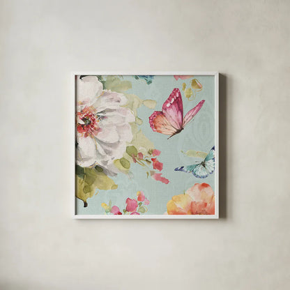 Colorful Breeze VI Crop by Lisa Audit. Shown in a crisp white glass frame for a clean and minimalist style. Available as an archival giclee rolled canvas, fine art paper, or poster print. SKU 24155a.