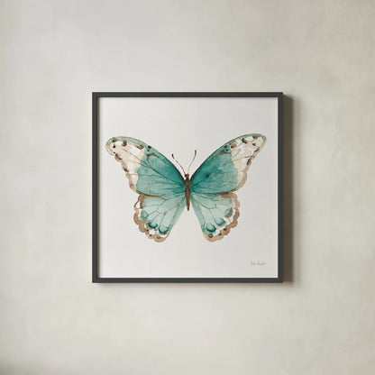 Colorful Breeze XII with Teal by Lisa Audit. Shown in a sleek black glass frame for a contemporary gallery look. Available as an archival giclee rolled canvas, fine art paper, or poster print. SKU 25910a.