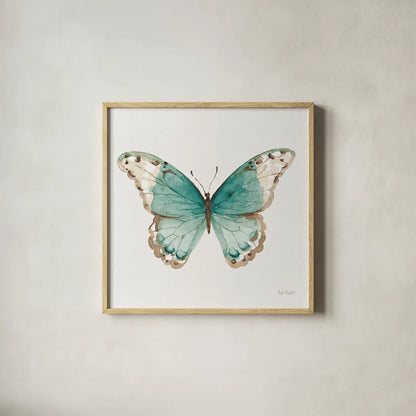 Colorful Breeze XII with Teal by Lisa Audit. Shown in a natural wood glass frame for a timeless modern aesthetic. Available as an archival giclee rolled canvas, fine art paper, or poster print. SKU 25910a.