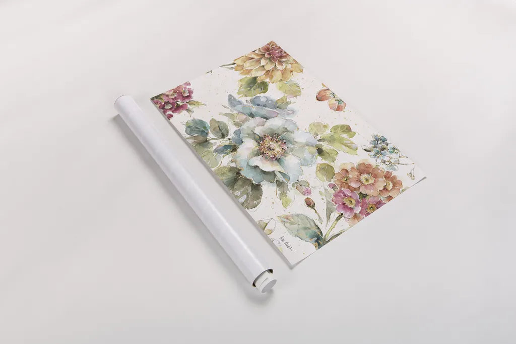 Country Bloom I by Lisa Audit. shown as a rolled paper print. Available as archival giclee rolled canvas, fine art paper, or poster print. SKU 30022i.