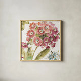 Country Bloom IV by Lisa Audit. Shown in a natural wood glass frame for a timeless modern aesthetic. Available as an archival giclee rolled canvas, fine art paper, or poster print. SKU 30025a.