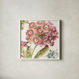 Country Bloom IV by Lisa Audit. Shown in a crisp white glass frame for a clean and minimalist style. Available as an archival giclee rolled canvas, fine art paper, or poster print. SKU 30025a.