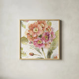 Country Bloom VI by Lisa Audit. Shown in a natural wood glass frame for a timeless modern aesthetic. Available as an archival giclee rolled canvas, fine art paper, or poster print. SKU 30027a.