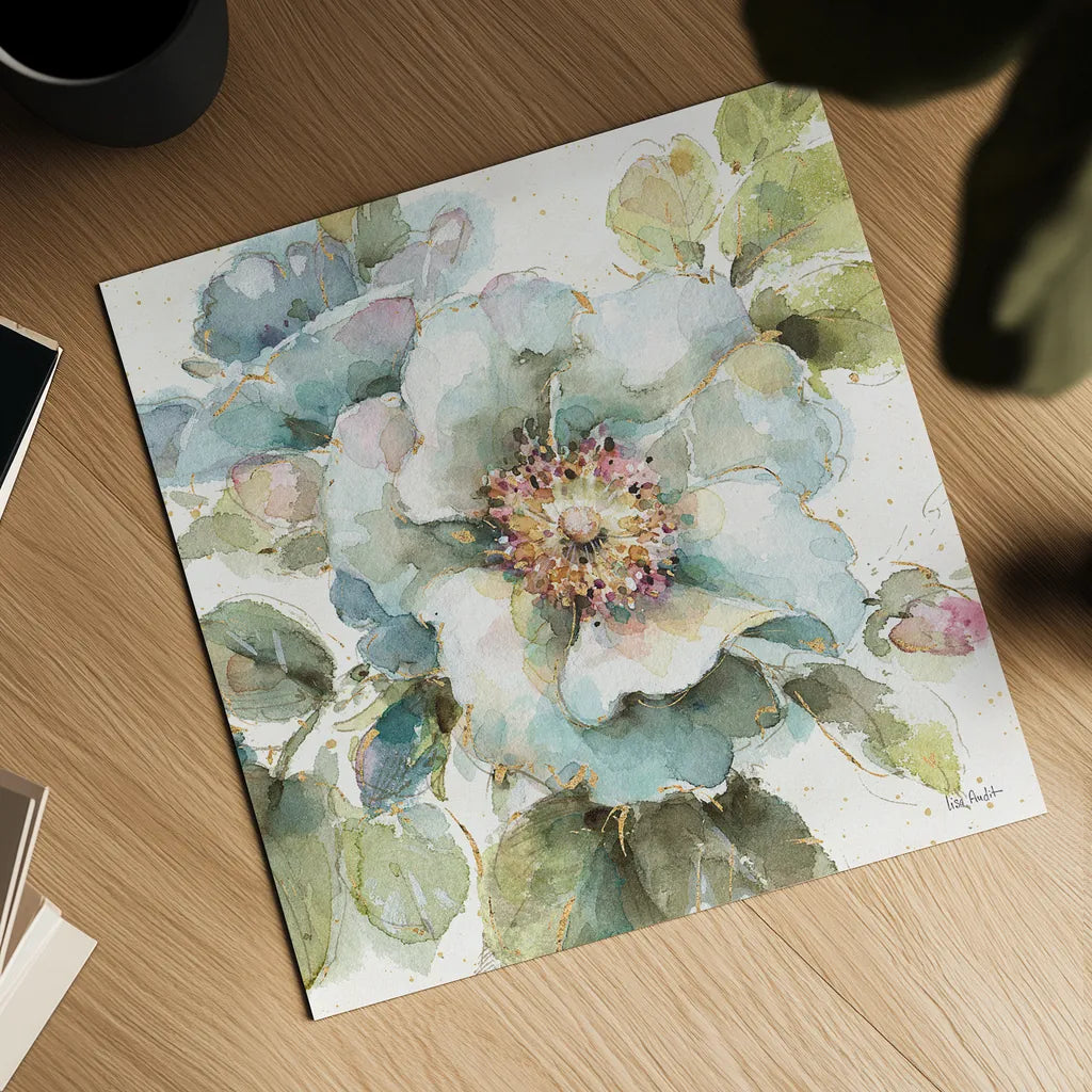 Country Bloom VII by Lisa Audit. Shown as a detailed flat fine art print, highlighting archival giclee quality. Available as an archival giclee rolled canvas, fine art paper, or poster print. SKU 30028a.