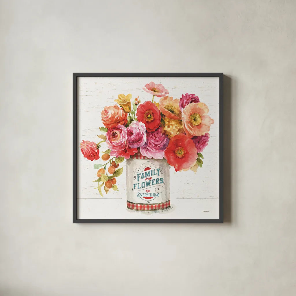 Country Fresh II by Lisa Audit. Shown in a sleek black glass frame for a contemporary gallery look. Available as an archival giclee rolled canvas, fine art paper, or poster print. SKU 42079a.