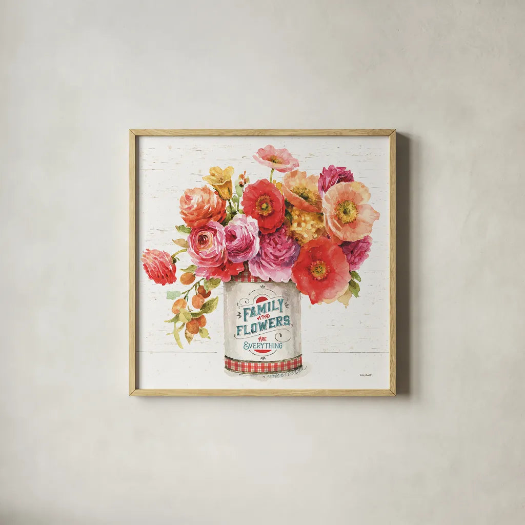 Country Fresh II by Lisa Audit. Shown in a natural wood glass frame for a timeless modern aesthetic. Available as an archival giclee rolled canvas, fine art paper, or poster print. SKU 42079a.