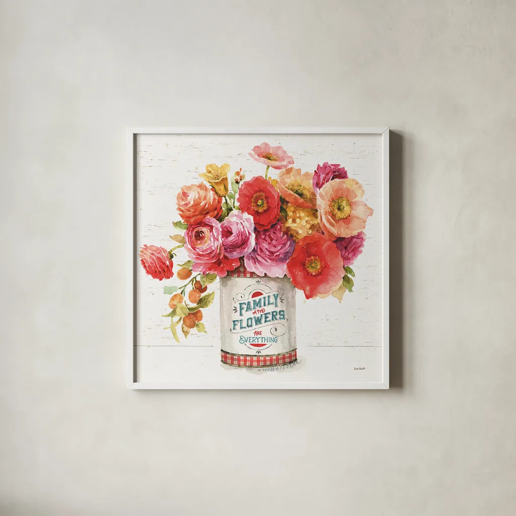 Country Fresh II by Lisa Audit. Shown in a crisp white glass frame for a clean and minimalist style. Available as an archival giclee rolled canvas, fine art paper, or poster print. SKU 42079a.