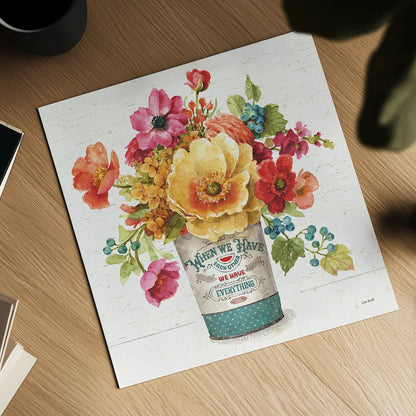 Country Fresh III by Lisa Audit. Shown as a detailed flat fine art print, highlighting archival giclee quality. Available as an archival giclee rolled canvas, fine art paper, or poster print. SKU 42080a.