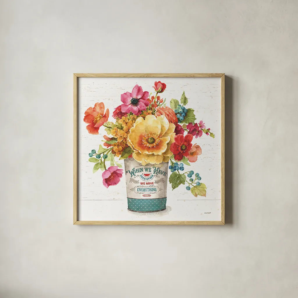 Country Fresh III by Lisa Audit. Shown in a natural wood glass frame for a timeless modern aesthetic. Available as an archival giclee rolled canvas, fine art paper, or poster print. SKU 42080a.