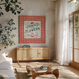 Country Fresh VII by Lisa Audit. Shown in a natural wood frame in a cozy modern living room. Available as an archival giclee rolled canvas, fine art paper, or poster print. SKU 42084a.