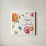 Country Fresh X Family by Lisa Audit. Shown in a crisp white glass frame for a clean and minimalist style. Available as an archival giclee rolled canvas, fine art paper, or poster print. SKU 44963a.