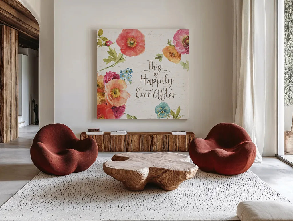 Country Fresh XII by Lisa Audit. Shown as extra-large giant wall art in a modern living room. Available as an archival giclee rolled canvas, fine art paper, or poster print. SKU 42089a.