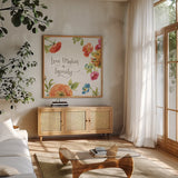 Country Fresh XIII by Lisa Audit. Shown in a natural wood frame in a cozy modern living room. Available as an archival giclee rolled canvas, fine art paper, or poster print. SKU 42090a.
