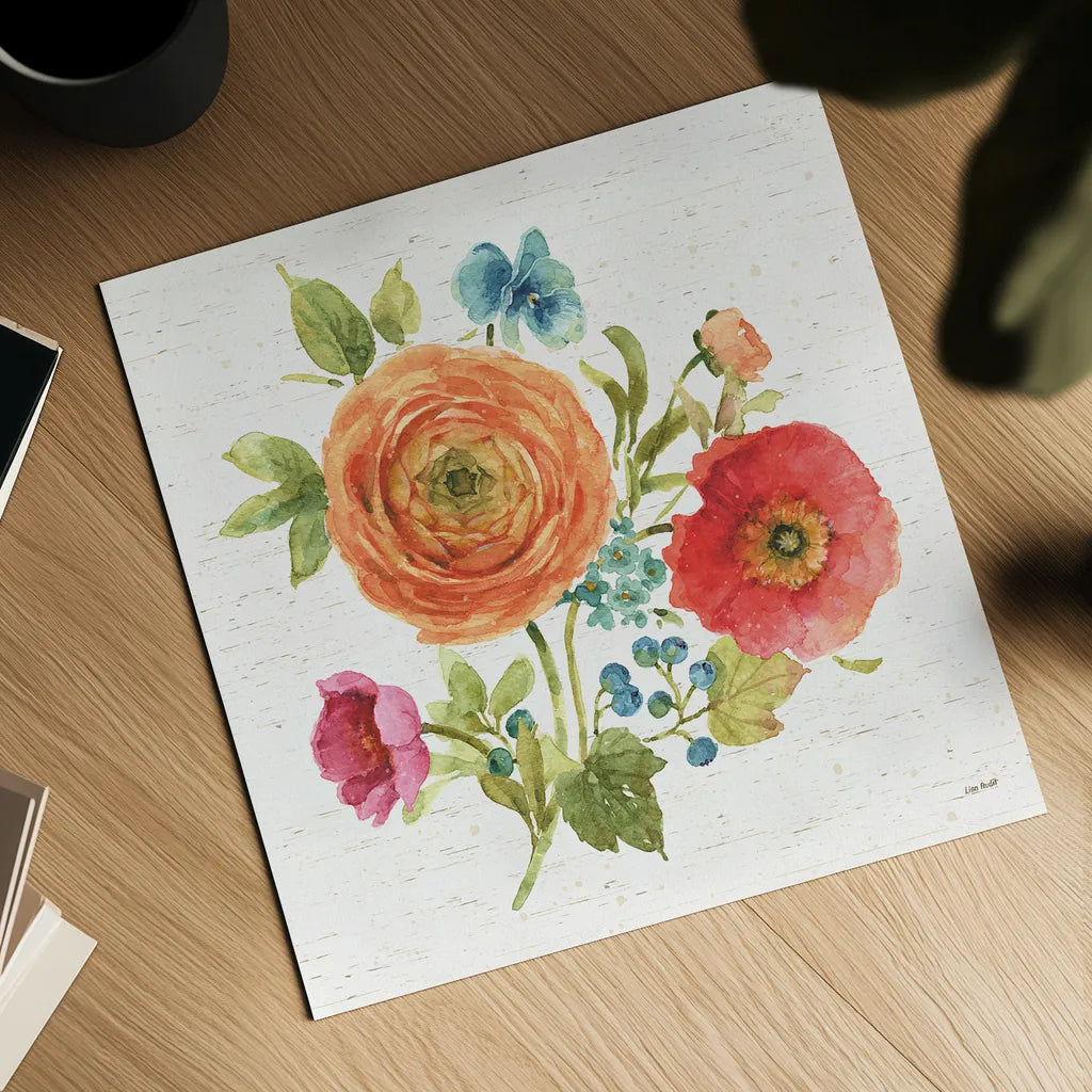 Country Fresh XIV by Lisa Audit. Shown as a detailed flat fine art print, highlighting archival giclee quality. Available as an archival giclee rolled canvas, fine art paper, or poster print. SKU 42091a.