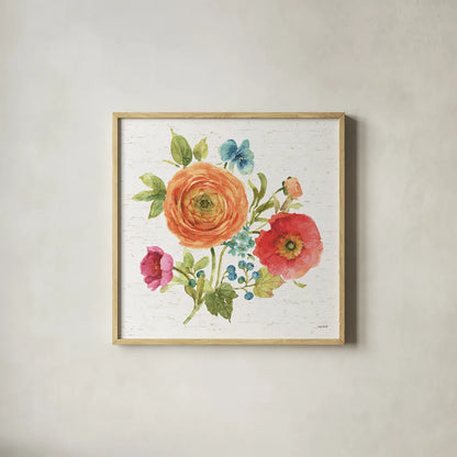 Country Fresh XIV by Lisa Audit. Shown in a natural wood glass frame for a timeless modern aesthetic. Available as an archival giclee rolled canvas, fine art paper, or poster print. SKU 42091a.