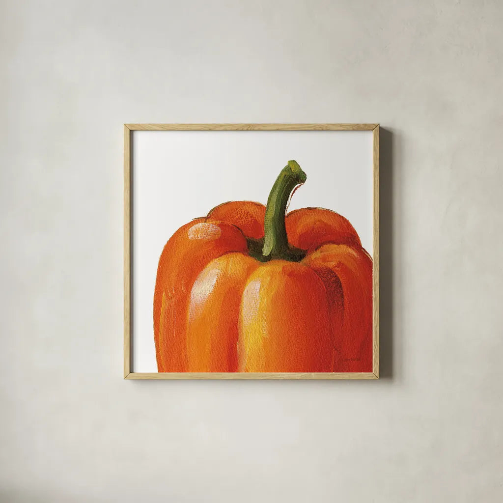 Crunchy on White by Lisa Audit. Shown in a natural wood glass frame for a timeless modern aesthetic. Available as an archival giclee rolled canvas, fine art paper, or poster print. SKU 68124a.
