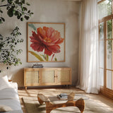 Dancing Colors I by Lisa Audit. Shown in a natural wood frame in a cozy modern living room. Available as an archival giclee rolled canvas, fine art paper, or poster print. SKU 2975a.