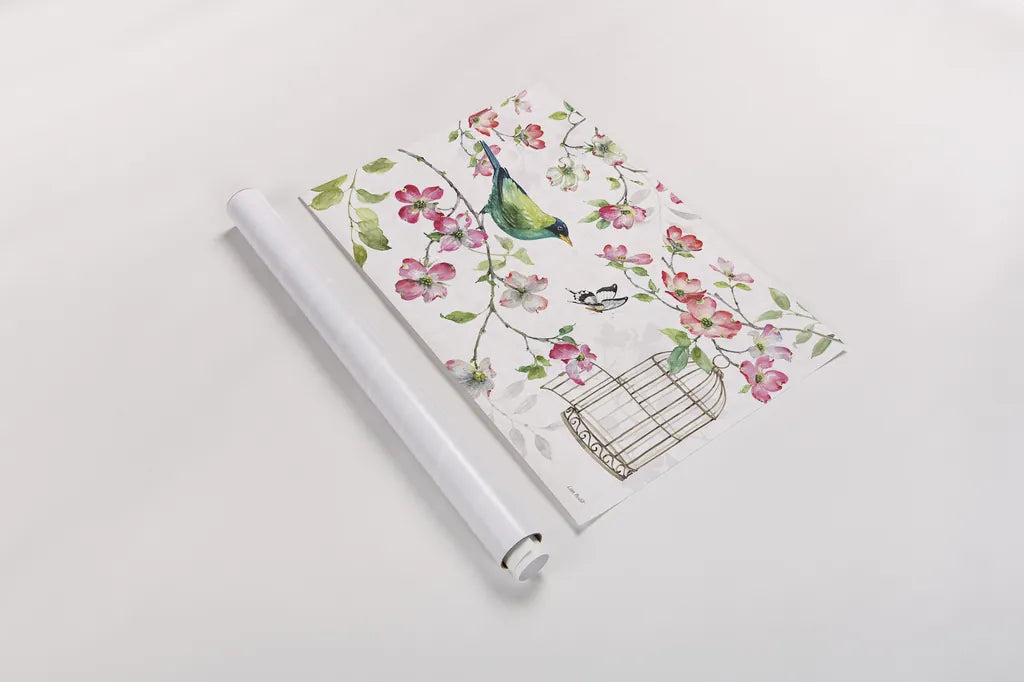 Dogwood Garden I by Lisa Audit. shown as a rolled paper print. Available as archival giclee rolled canvas, fine art paper, or poster print. SKU 34763i.