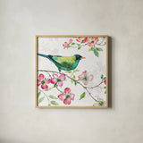 Dogwood Garden II by Lisa Audit. Shown in a natural wood glass frame for a timeless modern aesthetic. Available as an archival giclee rolled canvas, fine art paper, or poster print. SKU 34764a.