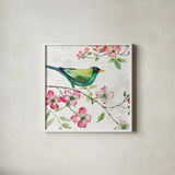 Dogwood Garden II by Lisa Audit. Shown in a crisp white glass frame for a clean and minimalist style. Available as an archival giclee rolled canvas, fine art paper, or poster print. SKU 34764a.