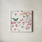 Dogwood Garden IV by Lisa Audit. Shown in a crisp white glass frame for a clean and minimalist style. Available as an archival giclee rolled canvas, fine art paper, or poster print. SKU 34766a.