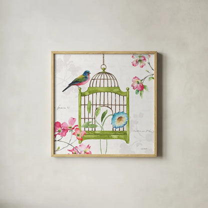 Dogwood Garden V by Lisa Audit. Shown in a natural wood glass frame for a timeless modern aesthetic. Available as an archival giclee rolled canvas, fine art paper, or poster print. SKU 34767a.